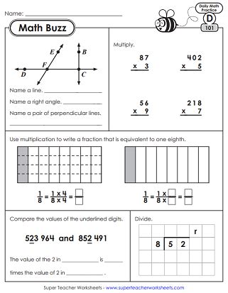 Super Teacher Worksheets - www. . Math buzz worksheets answer key